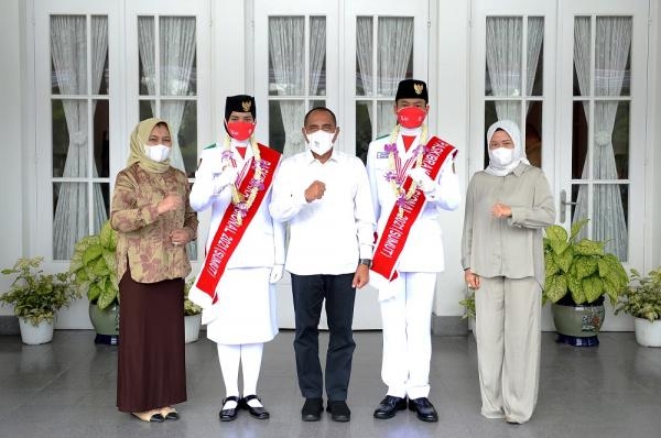 Membanggakan di Paskibraka Nasional 2021, Edy Rahmayadi Sambut Ardhelia dan Rifaldy di Rumah Dinas